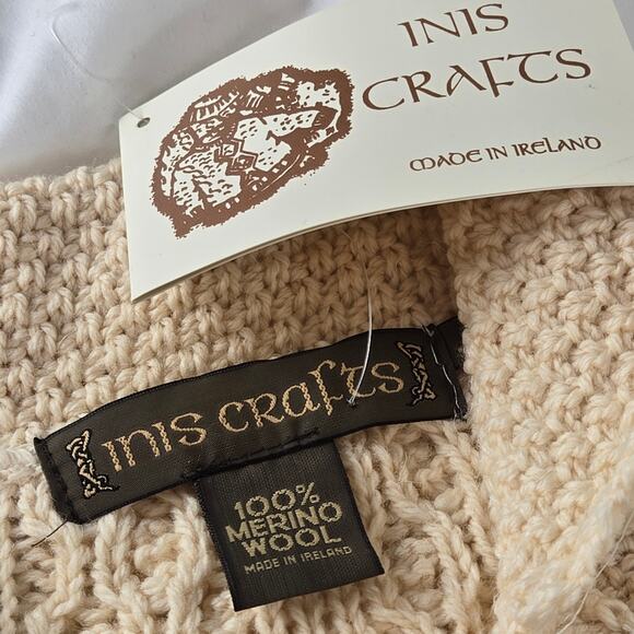 Inis Crafts NWT Irish made button down sweater large ivory cream - Picture 4 of 17